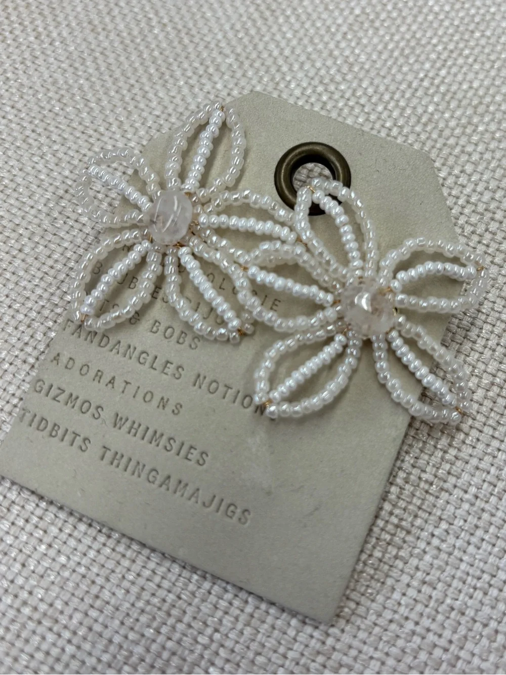 Anthropologie Extra Small Beaded Floral Post Earrings